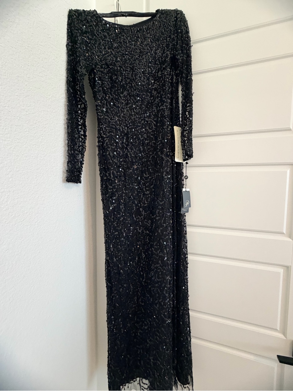 Adrianna Papell Black Beaded Long Dress